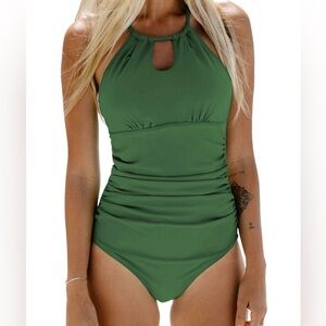 Cupshe Green Halter One-Piece Swimsuit